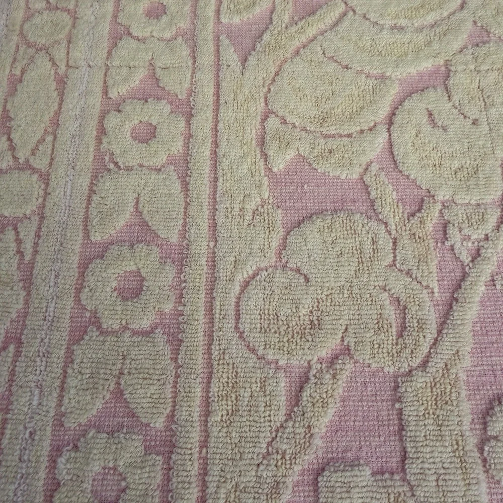 Vintage Made in Italy Bath Towel Pink Fringe MCM Oditity Haunted Clown Children